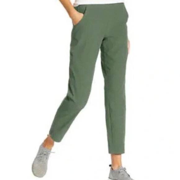 Eddie Bauer Traveler Ankle Pant Pull On Pockets Size L Green #157S - Picture 1 of 9